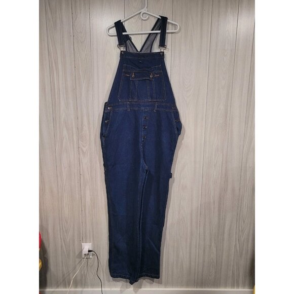 Vintage Roundy Ridge Bib Denim Blue Jean Carpenter Overalls Size 40 - Picture 1 of 8